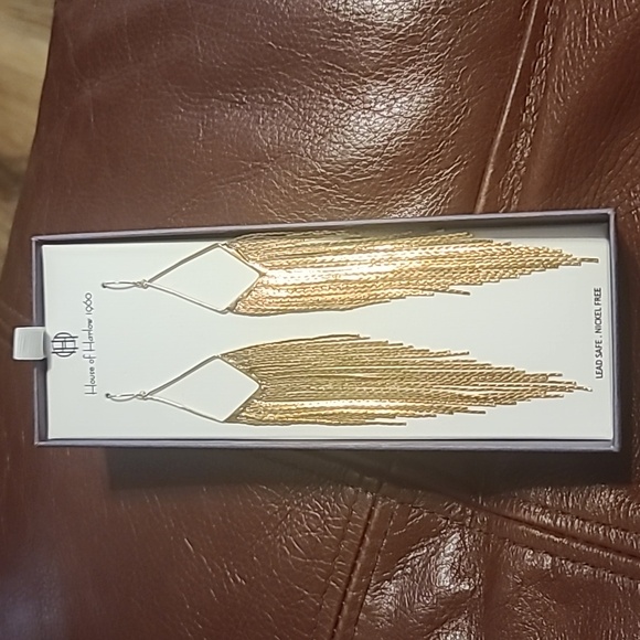 House of Harlow Gold tone Fringe earrings - Picture 1 of 3